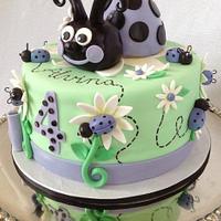 Pretty Purple Ladybug Birthday Cake