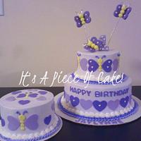 1st Birthday Butterfly 2 tier, Buttercream icing