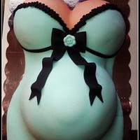 Pregnant Belly "Lot's of Cleavage" Baby Shower Cake;)