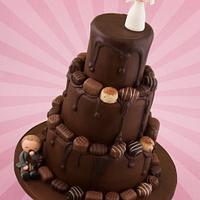 Drippy Chocolate Wedding Cake