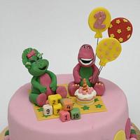 Barney and Baby Bop Birthday Cake