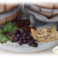 Barrel & grapes press cake