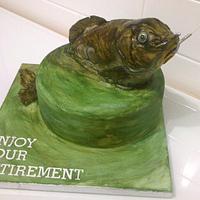Carp fishing retirement cake.