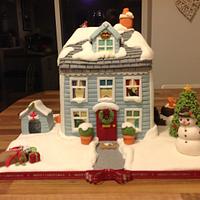 Christmas house cake