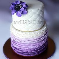 Purple Haze-A Purple Ombre  Frilled Wedding cake with Anemone flower