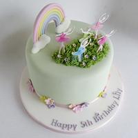 Rainbow ballerina cake