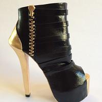 Black and gold sugar boot with heel