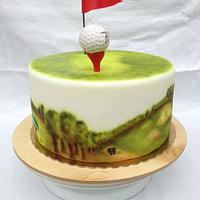 Airbrushed golf lover cake 