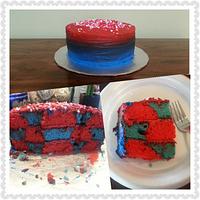 Red & Blue Ombre cake