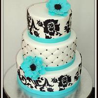 Turquoise, Black and White Cake