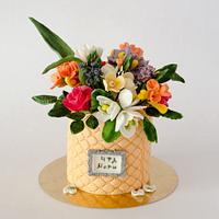 vase of flowers cake