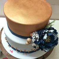 Navy Blue and Gold Wedding cake