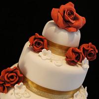 6 Tier Handmade Roses & Blossoms Wedding Cake 