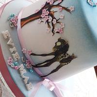 Pony and blossom tree cake