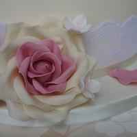 Rose & Lace Birdcage Wedding Cake