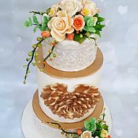 Spring Heart Wedding Cake