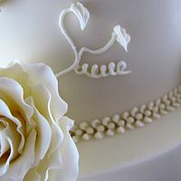 Classic Wedding Cake-Roses and Stephanotis