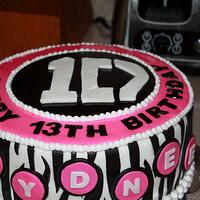 New Direction Zebra and Pink Fondant Cake
