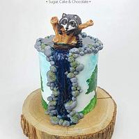 Raccoon Birthday Cake