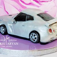 Silver Nissan GT-R Cake