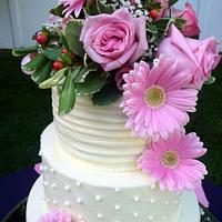 Dots and Lines Buttercream Wedding Cake