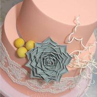 Vintage Succulent Wedding Cake
