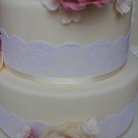 Rose & Lace Birdcage Wedding Cake