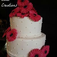 Gerbera daisy wedding cake