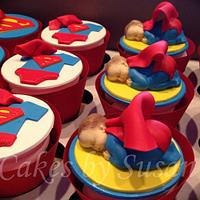Baby superman cupcakes