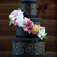 purple, black and gold wedding cake - cake by beth - CakesDecor