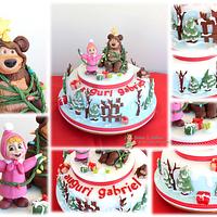 Masha and the bear Christmas time cake