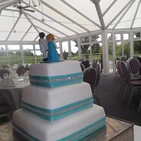 Turquoise wedding cake 