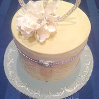 one tier damask wedding cake