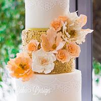 Gold and sparkly wedding cake
