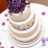 Dark Purple and Ivory Wedding Cake