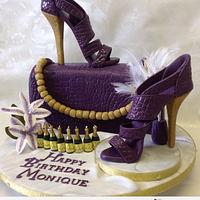 Purple and Gold Glitter Shoe Cake