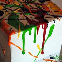 Paint splattered cake