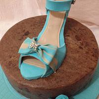 Blue shoe cake