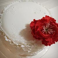 Ruffles & Peony & Pearls Wedding Cake