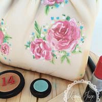 Hand painted Vintage Make-up Bag