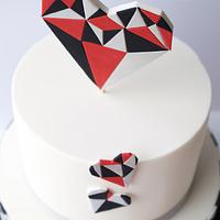 Geometric Heart Cake for Valentine's Day