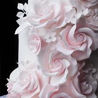 Ombre rose cascade wedding cake 