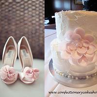 Soft Pink Petal Wedding Cake