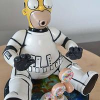 Homer and floating donuts caketopper
