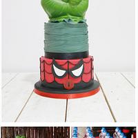 Spiderman & Hulk cake and party