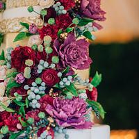 Art Deco Sugar Flower Wedding Cake
