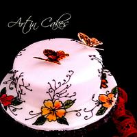 Hand piped and hand painted cake