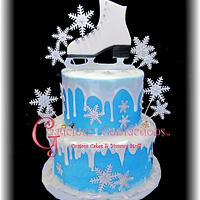 Ice Skate & Snowflake themed birthday cake