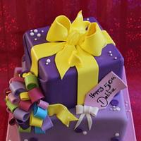 2 tier Wrapped present cake
