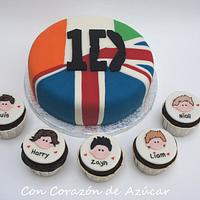 One Direction Cake and Cupcakes